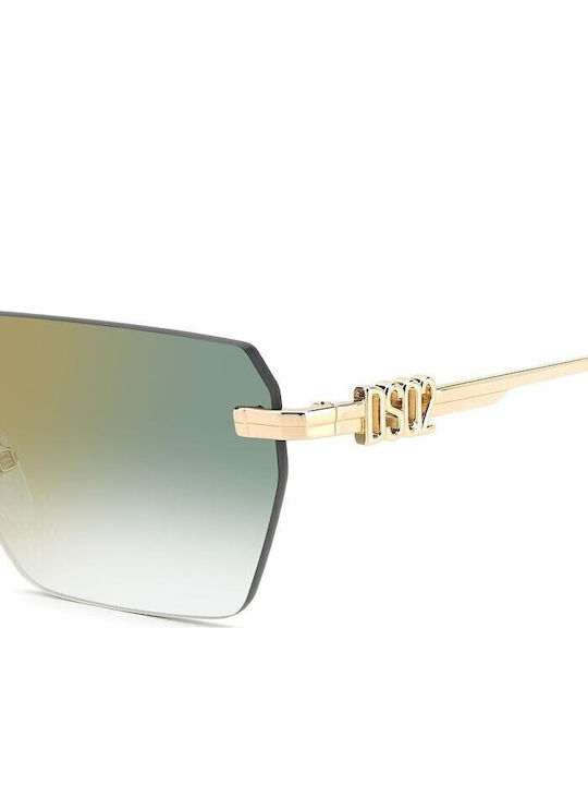 Dsquared2 Unisex Sonnenbrille mit Gold Metall Gestell und Grün Verlaufsfarbe Linse D2 0102/S PEF/D6