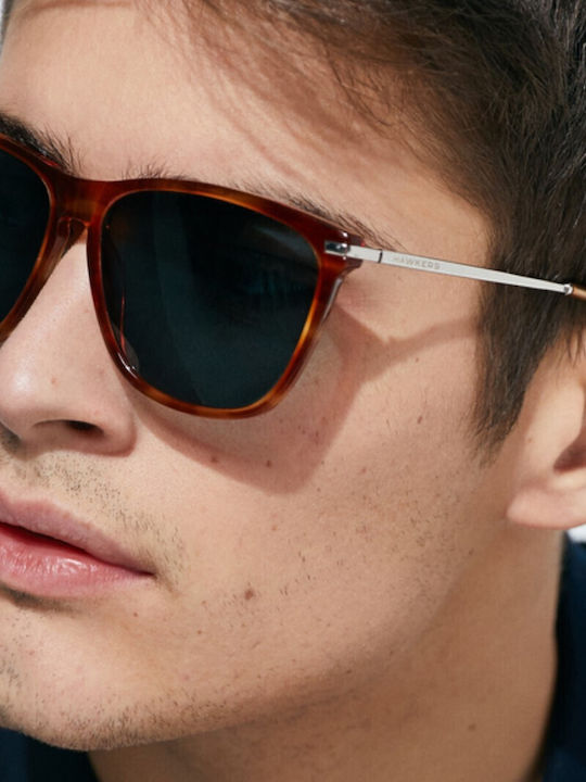 Hawkers One Crosswalk Unisex Sunglasses with Brown Tartaruga Plastic Frame and Blue Lens HOCR21OLM0