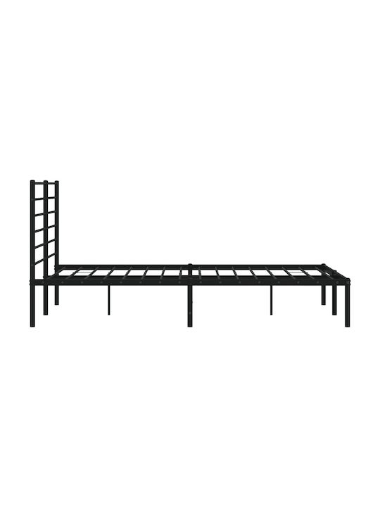 Double Metal Bed Black with Slats for Mattress 150x200cm