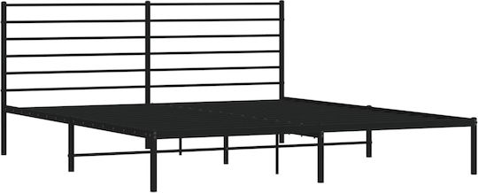 Легло Кингсайз Метално Черен с Ламели за Матрак 180x200см