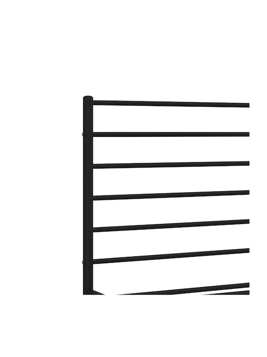 Bed King Size Metal Black with Slats for Mattress 180x200cm