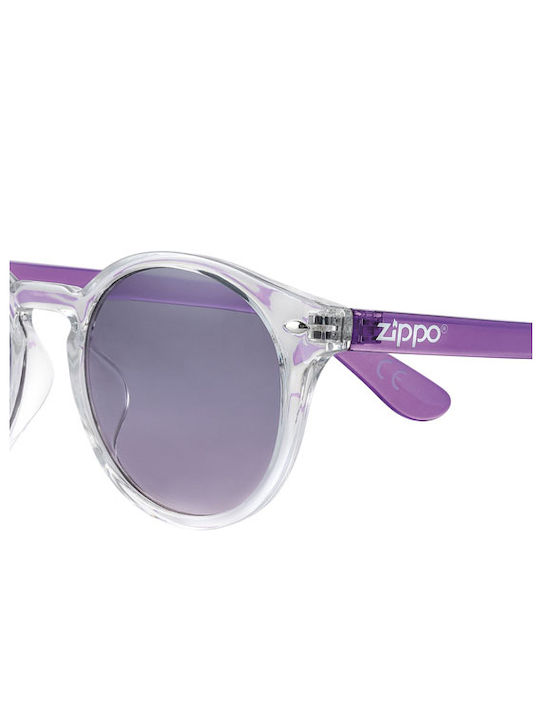 Zippo Sunglasses with Transparent Plastic Frame and Purple Lens OB137-09