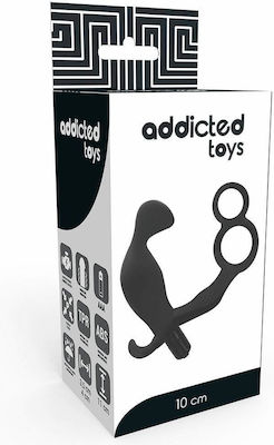 Addicted Toys Plug With Double Penis Ring & Testicles Black