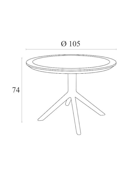 Masa pentru spații exterioare din polipropilenă Sky Taupe 105x105x74buc