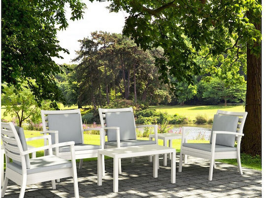 Garten- und Terrassentisch für kleine Räume aus Polypropylen Ocean Weiß 90x45x45cm