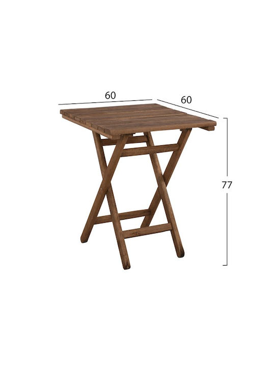 Lemnos Auxiliary Outdoor Foldable Wood Table Walnut 60x60x72cm