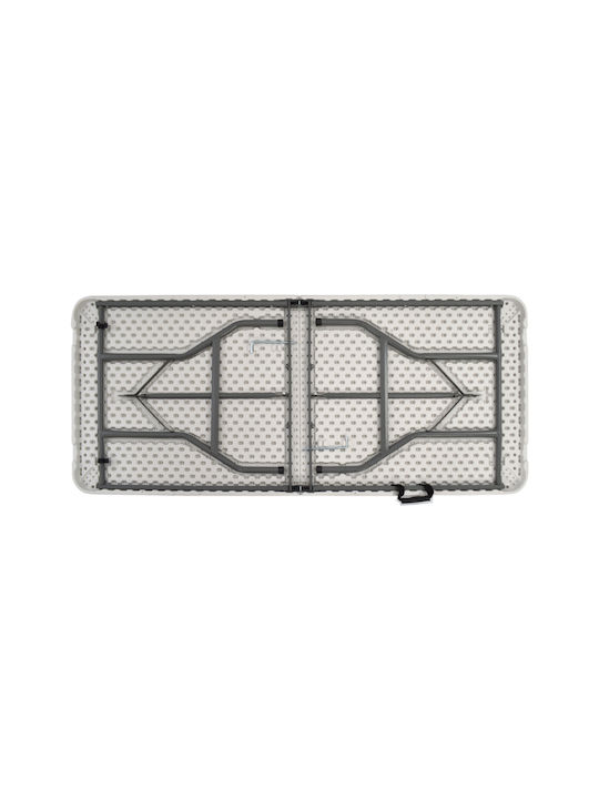 Outdoor Dinner Foldable Table with Plastic Surface and Metal Frame White 180x74x74.5cm