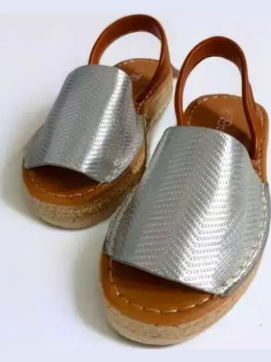 Flache Sandalen für Damen in Silber Farbe