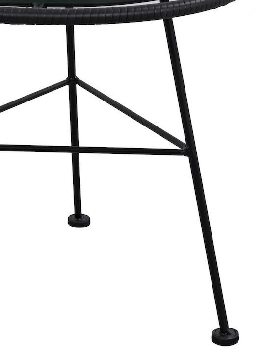 Arellius Auxiliary Outdoor Table with Glass Surface and Metal Frame Black 45x45x46cm
