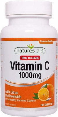 Natures Aid Vitamin C Time Release Vitamina pentru Energie & Întărirea Sistemului Imunitar 1000mg 30 file