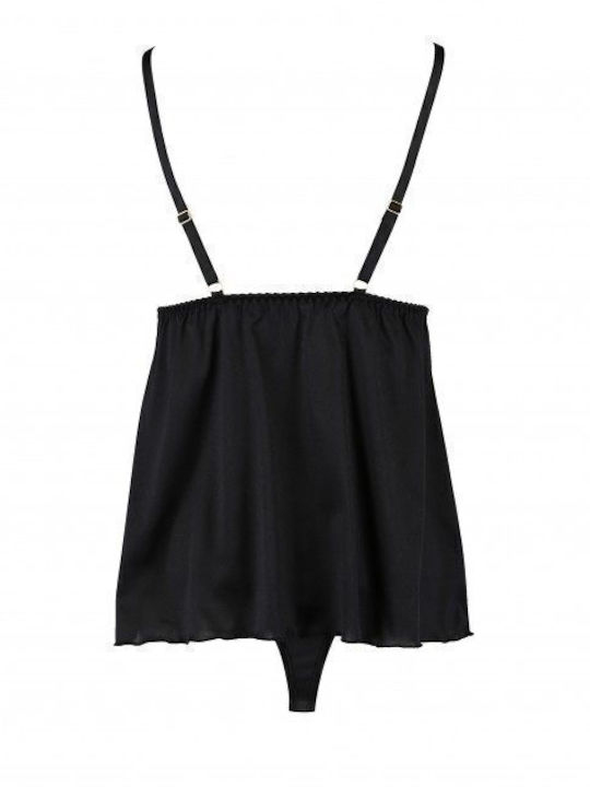 Casmir Lingerie Καλοκαιρινό Σατέν Γυναικείο Νυχτικό Μαύρο Divine