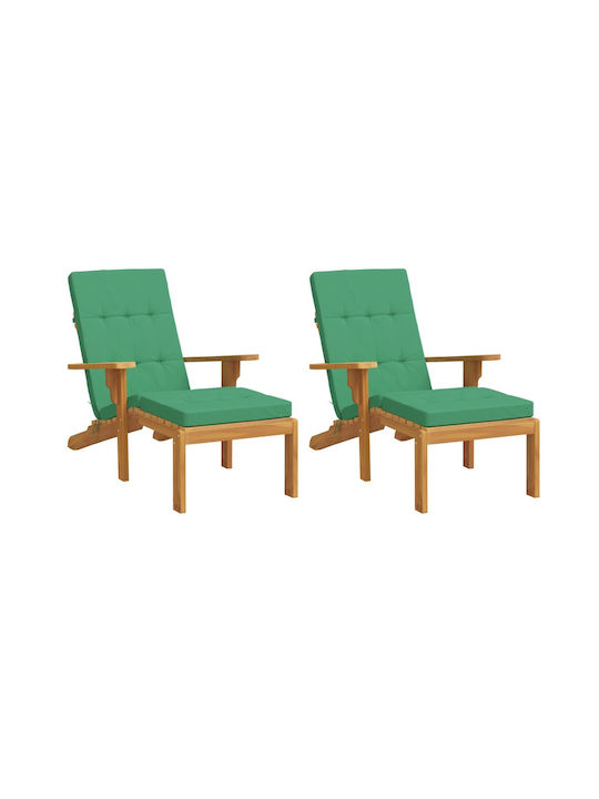 vidaXL Pernă Waterproof Pentru Pat De Soare Cu Spătar Verde 2 Buc 55x180 Cm