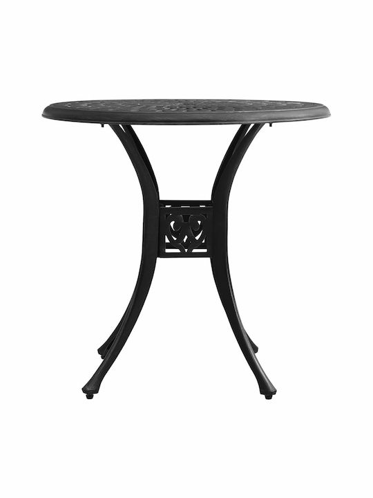 Outdoor Dinner Free Standing Table with Glass Surface and Aluminum Frame Black 78x78x72cm