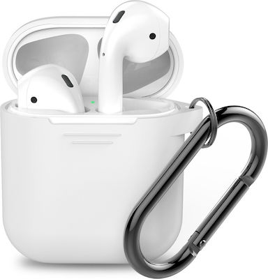 Husă din silicon pentru Airpods 1/2 cu cârlig alb