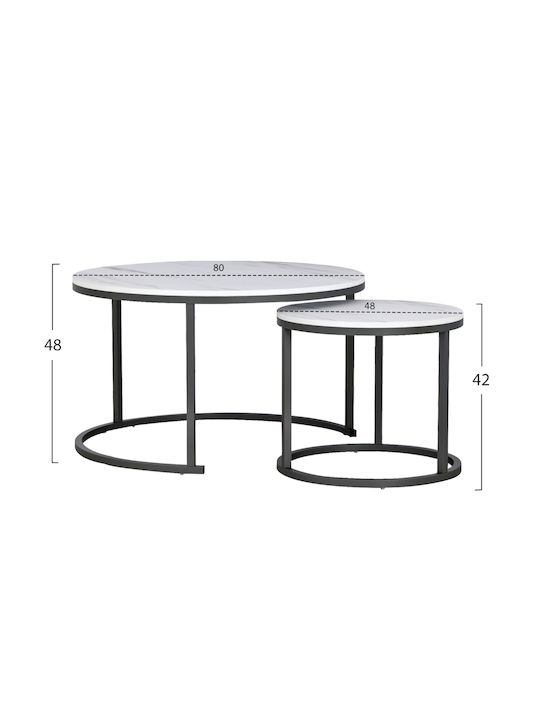 Round Zigzag Set Set Wooden Black / White 2pcs L80xW80xH48cm.