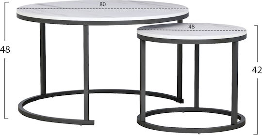 Кръгла Комплект зиг-заг Set Дървена Черно / бяло 2бр Ш80xД80xВ48см.