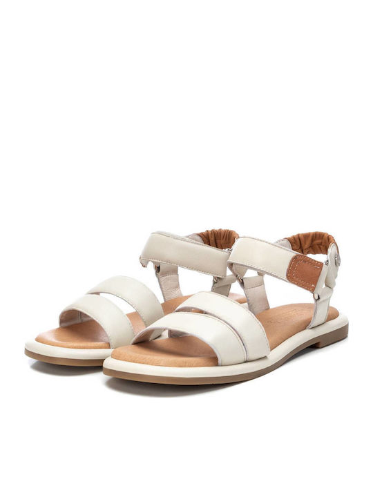Leather Women's Flat Sandals with Strap Ice
