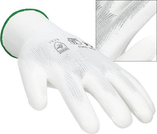 ECD Germany Arbeitshandschuhe Garten Weiß Polyurethan/Polyester 1Stück