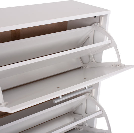 Davina Wooden Shoe Organizer with 3 Shelves White 62x24x110cm