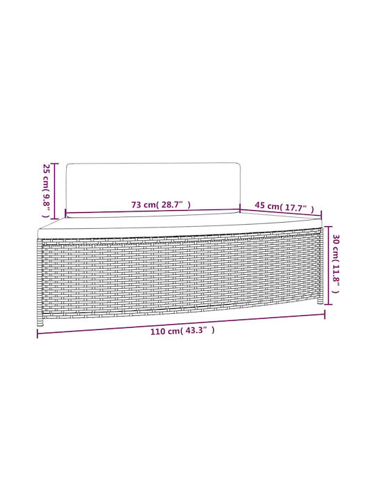 Bancă Exterior Rattan cu Perne 73x45x30cm