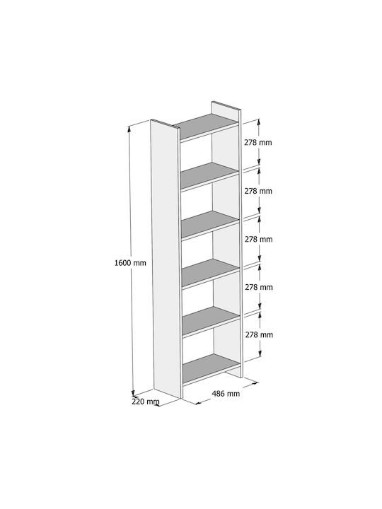 Βιβλιοθήκη Classiker Λευκή 48.5x22x160εκ.