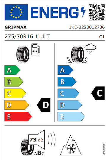 Gripmax Inception Rwl 275/70R16 114T T/A 4 Anotimpuri Anvelopă pentru 4x4 / SUV Auto