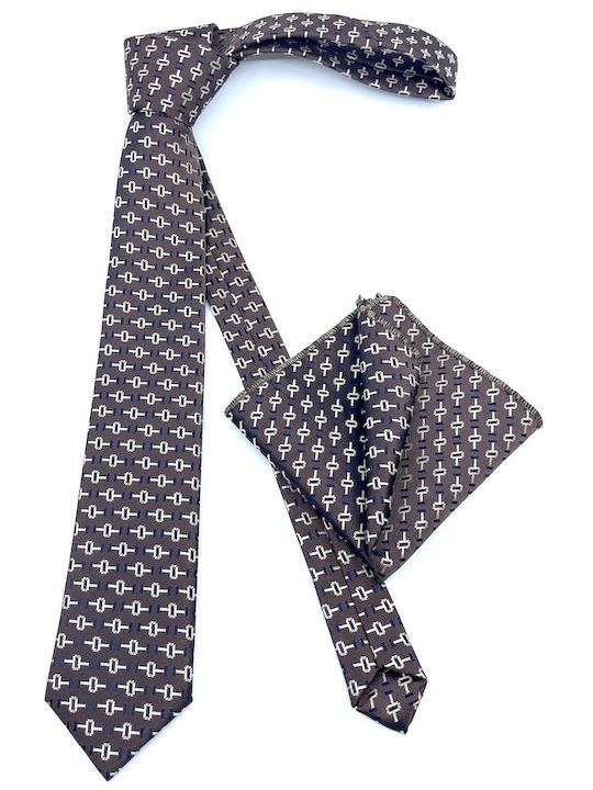 Legend Accessories Set de Cravată pentru Bărbați Tipărit în Culorea Maro