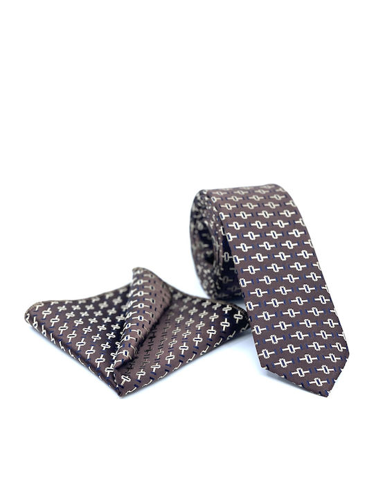 Legend Accessories Set de Cravată pentru Bărbați Tipărit în Culorea Maro