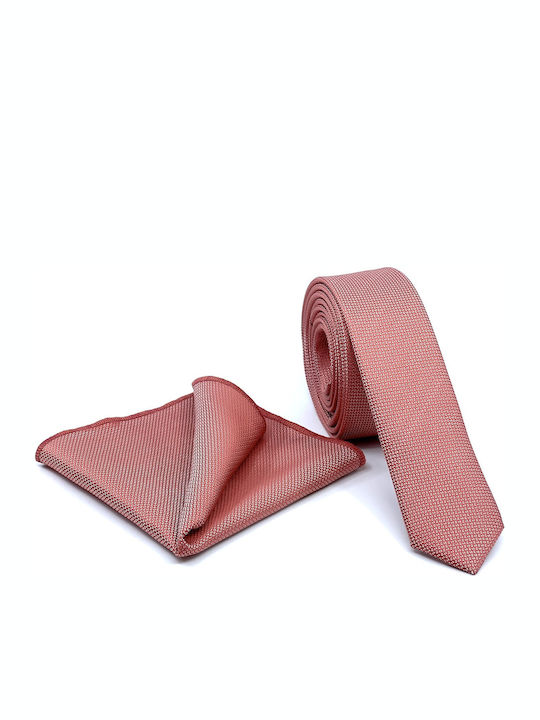 Legend Accessories Σετ Ανδρικής Γραβάτας Μονόχρωμη σε Πορτοκαλί Χρώμα L-047-74-4.5CM