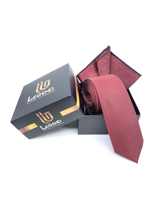 Legend Accessories Herren Krawatten Set Synthetisch,Polyester/Cotton/Leather Gedruckt in Burgundisch Farbe