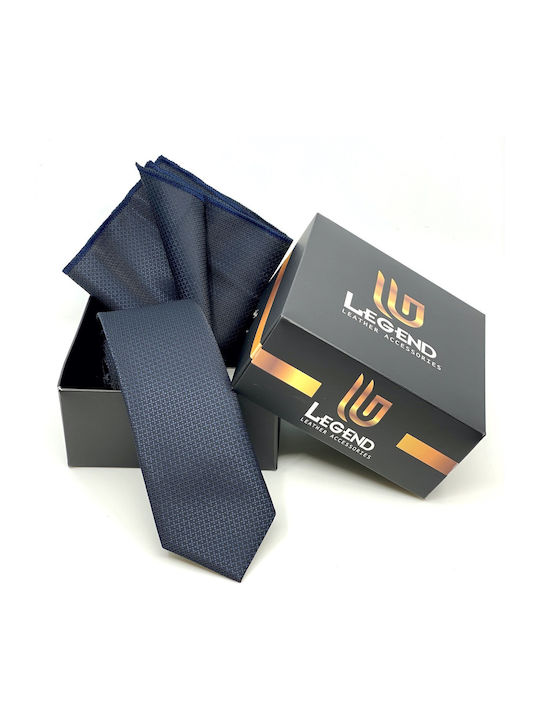 Legend Accessories Synthetic Men's Tie Set Printed Navy Blue