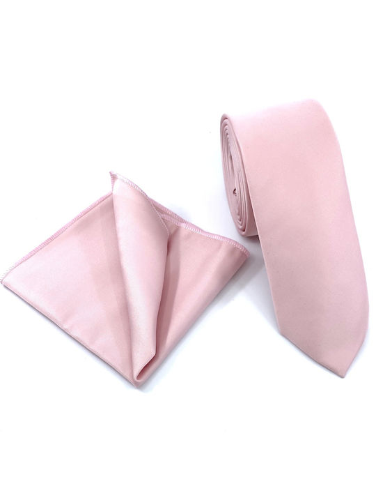 Legend Accessories Σετ Ανδρικής Γραβάτας Μονόχρωμη σε Ροζ Χρώμα