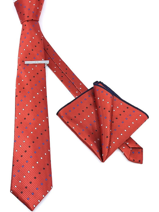 Legend Accessories ΤΥΠΟΥ MICRO Herren Krawatten Set Synthetisch Gedruckt in Rot Farbe