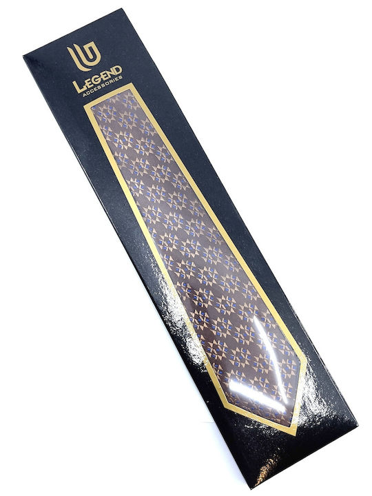 Legend Accessories Σετ Ανδρικής Γραβάτας με Σχέδια σε Καφέ Χρώμα