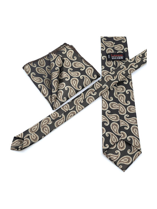 Legend Accessories Men's Tie Set Printed Brown