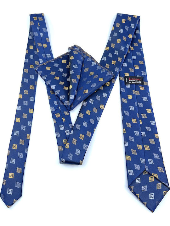 Legend Accessories Herren Krawatten Set Gedruckt in Blau Farbe