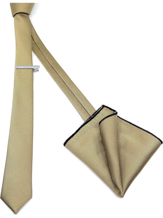 Legend Accessories Men's Tie Set Synthetic Monochrome in Gold Color