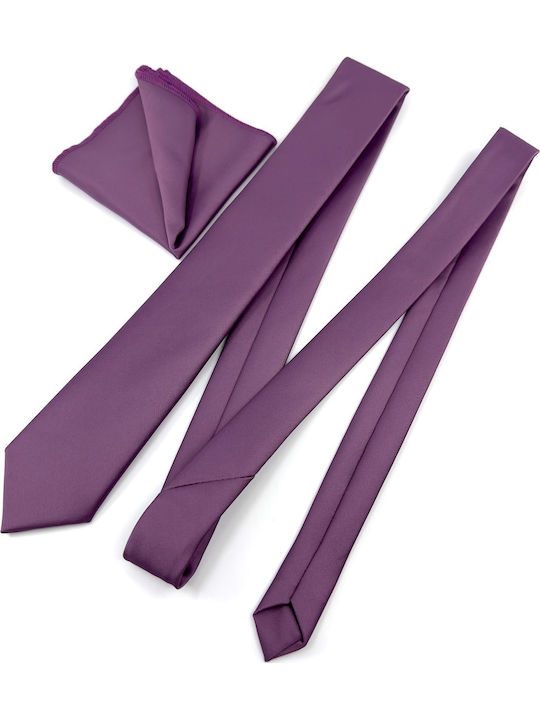 Legend Accessories Σετ Ανδρικής Γραβάτας Μονόχρωμη σε Μωβ Χρώμα