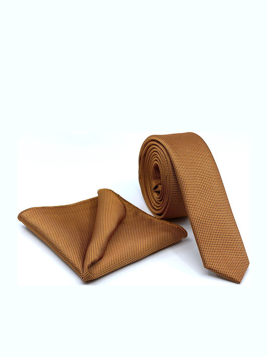 Legend Accessories Men's Tie Set Synthetic Monochrome in Orange Color L-047-4.5CM-78
