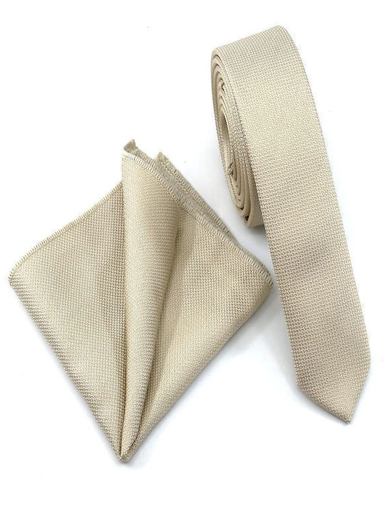 Legend Accessories Herren Krawatten Set Monochrom in Beige Farbe