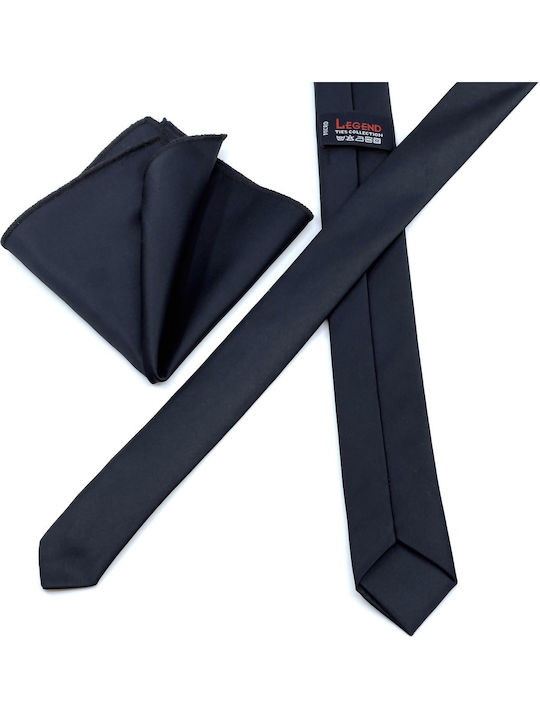 Legend Accessories Комплект Мъжки Кравати Синтетичен Монохромен в Черен Цвят