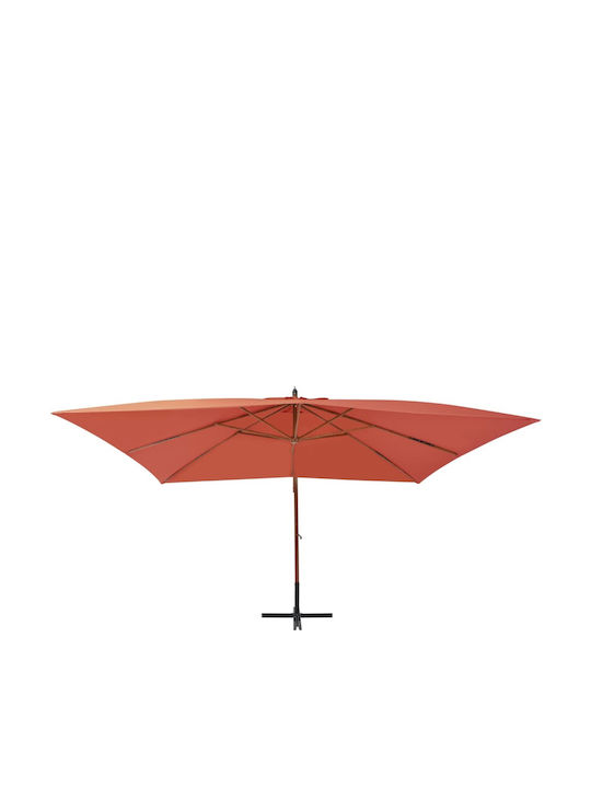 Hanging Squared Wooden Orange Parasol 4x4m