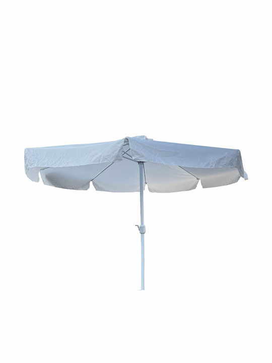 Umbrella Floor Round Metal White with Steering Wheel D2.7m