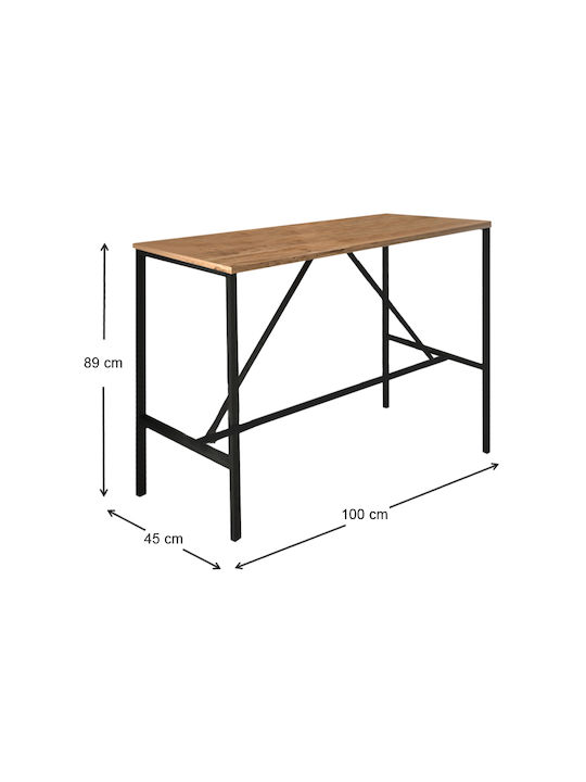 Crego Table Bar Wooden with Metal Frame Black 100x45x89cm