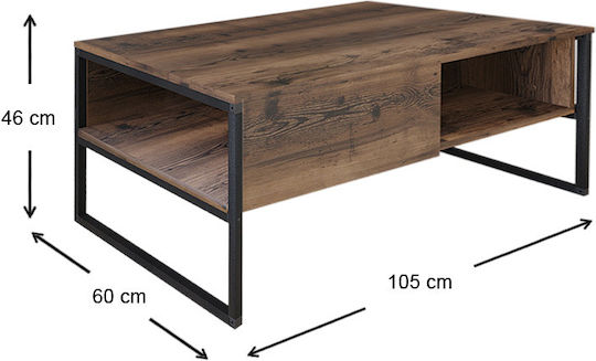 Rechteckiger Zentral Kaffeetisch Lawrence Holz Braun M105xL60xH46cm GP041-0048 1