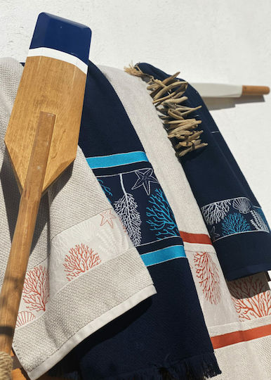 Marine Business Beach Towel Beige with Fringes 180x100cm.