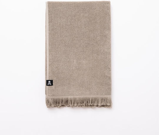 Scalpers Strandtuch Beige mit Fransen 165x80cm.