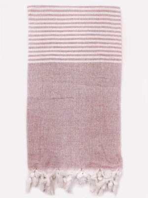 NODO Beach Towel Cotton Burgundy with Fringes 170x90cm.