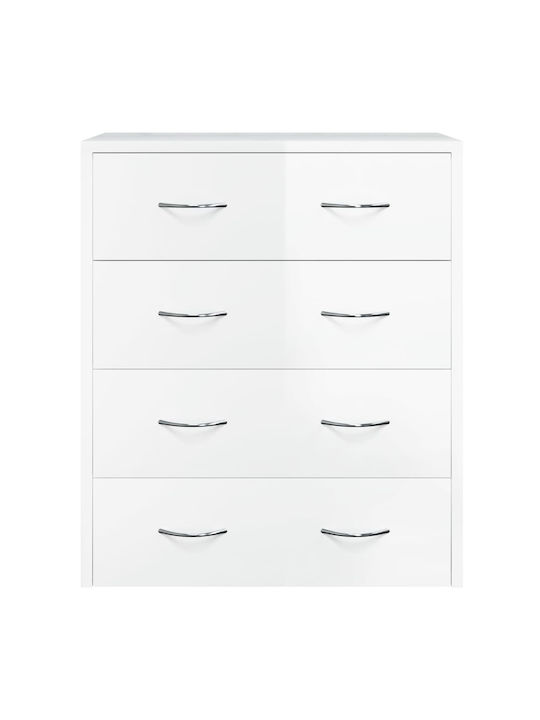 Wooden Chest of Drawers with 4 Drawers White Glossy 60x30.5x71cm