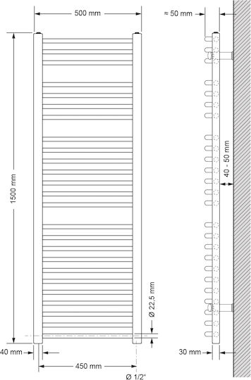 ECD Germany Electric Towel Rail 1200W 150x50cm White